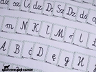 litery pisane czcionka elementarzowa karty