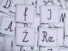 litery pisane czcionka elementarzowa karty