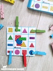 klamerkowy zestaw zadania dla dzieci rozwój edukacja przedszkole figury geometryczne