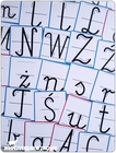 litery drukowane pisane zestaw alfabet dla dzieci z kierunkiem pisania kreślenia przedszkole szkoła