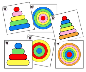 kolorowe wieże układanka logiczna dla dzieci rzut z góry z boku