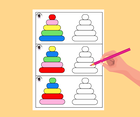 Kolorowe wieże Układanka logiczna dla dzieci Zestaw zabaw na koncentrację, orientację przestrzenną, skupienie uwagi, odwzorowywanie do druku